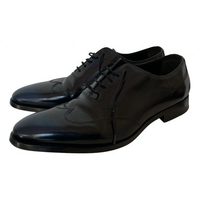 Pre-owned Canali Leather Lace Ups In Navy