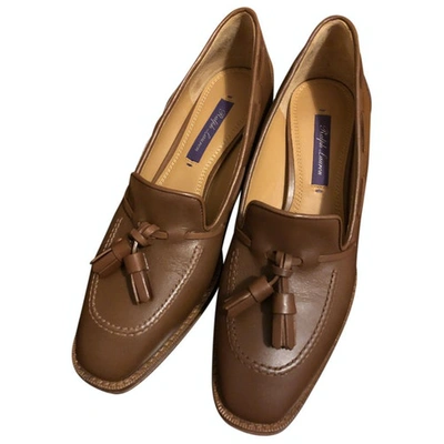 Pre-owned Ralph Lauren Brown Leather Flats