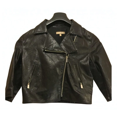 Pre-owned Michael Kors Leather Biker Jacket In Black