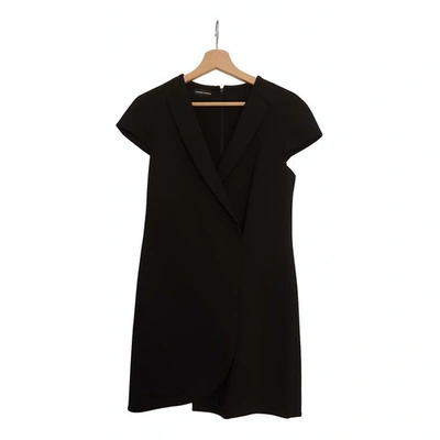Pre-owned Emporio Armani Wool Mini Dress In Black