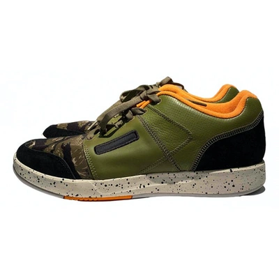 Pre-owned Reebok Leather Low Trainers In Khaki
