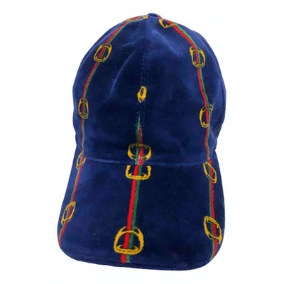 Pre-owned Gucci Blue Suede Hat