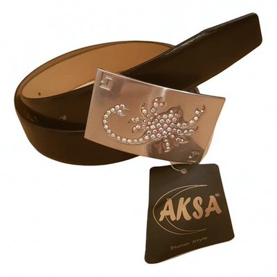 Pre-owned Aska Leather Belt In Black