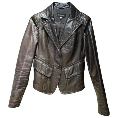 Pre-owned Patrizia Pepe Leather Biker Jacket In Brown