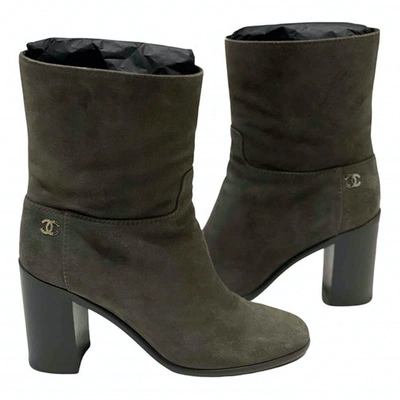 Pre-owned Chanel Ankle Boots In Grey