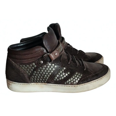 Pre-owned Alberto Guardiani Leather Trainers In Brown