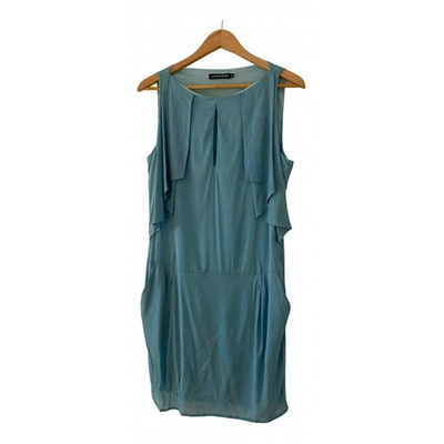 Pre-owned Anna Molinari Silk Mid-length Dress In Turquoise