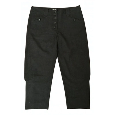 Pre-owned Dkny Wool Trousers In Grey