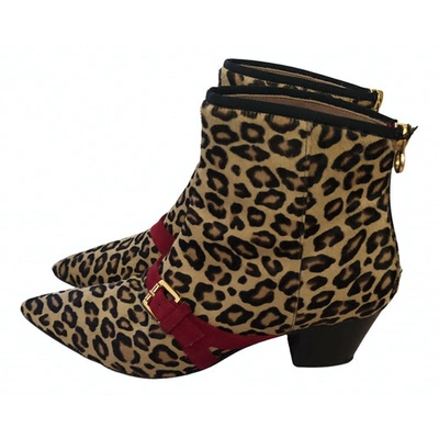 Pre-owned L'autre Chose Pony-style Calfskin Ankle Boots In Multicolour