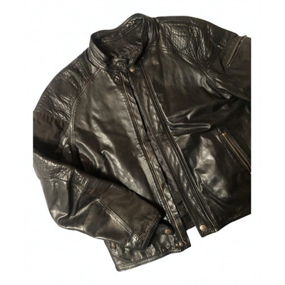 Pre-owned Just Cavalli Leather Jacket In Black