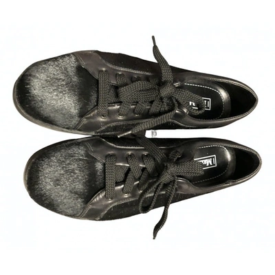 Pre-owned Max Mara Leather Trainers In Black
