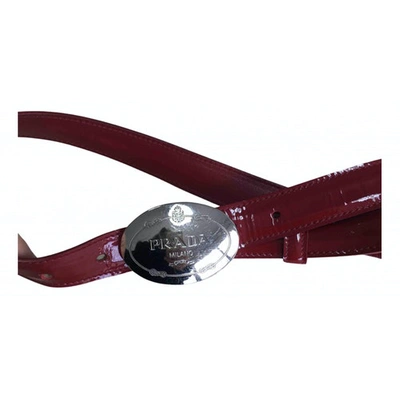 Pre-owned Prada Patent Leather Belt In Red