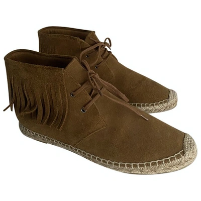 Pre-owned Saint Laurent Lace Up Boots In Camel