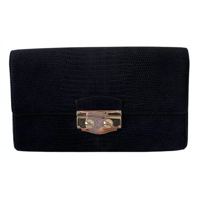 Pre-owned Saint Laurent Navy Suede Clutch Bags