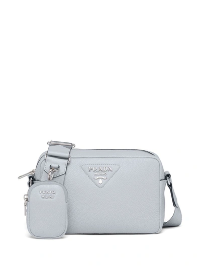 Prada Logo-lettering Leather Shoulder Bag In Grey
