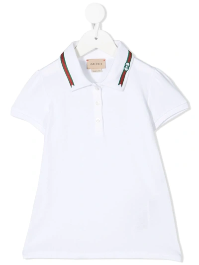 Gucci Kids' Web Detail Polo Shirt In White