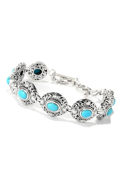Samuel B Jewelry Sterling Silver Turquoise Station Bracelet In Blue