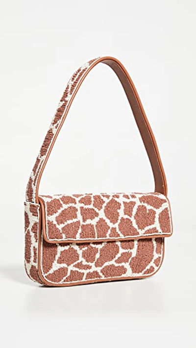Staud Tommy Giraffe-print Beaded Shoulder Bag