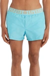 Versace Blue Short Greca Border Swim Shorts In Baby Blue