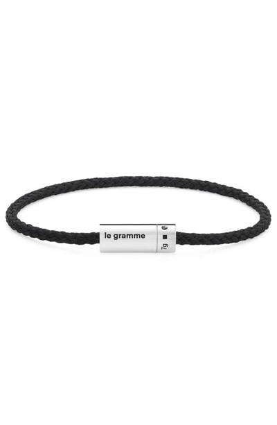 Le Gramme 7g Braided Cord And Sterling Silver Bracelet In Black