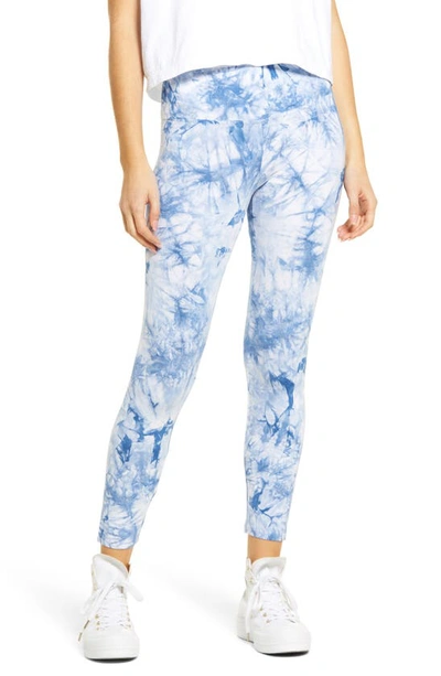 Hue Active Tonal Tie Dye Skimmer Cropped Leggings In Blue Tie Dye