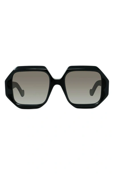 Loewe Story Hexagonal Acetate Sunglasses In Black,smoke