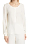 Nili Lotan Kelly Silk Henley Blouse In Ivory