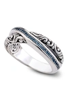 Samuel B Jewelry Sterling Silver Blue Topaz X Ring In Blue