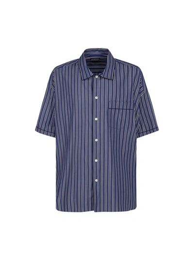 Balenciaga Short-sleeved Striped Shirt In Blue