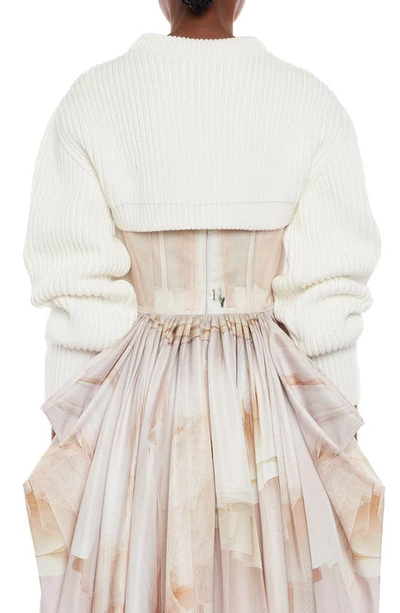 Alexander Mcqueen Crop Ribbed Cotton Sweater In White