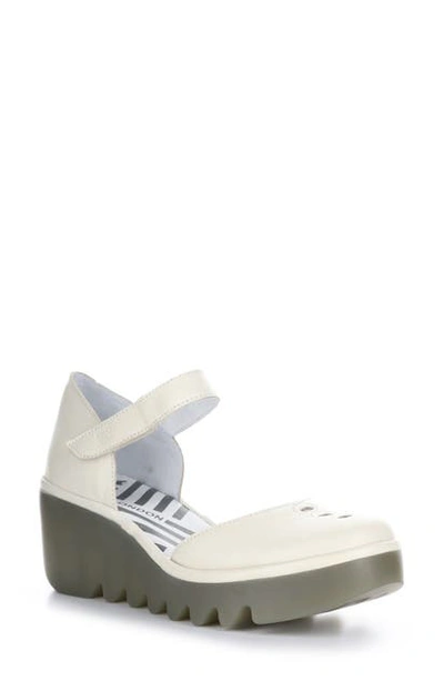 Fly London Biso Wedge Pump In Off White Bridle