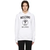 Moschino White Double Question Mark Hoodie In Multi-colored