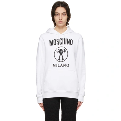 Moschino 白色 Double Question Mark 连帽衫 In Multi-colored