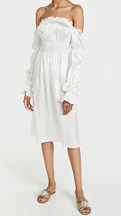 Sleeper Michelin Off-the-shoulder Silk Dress In White