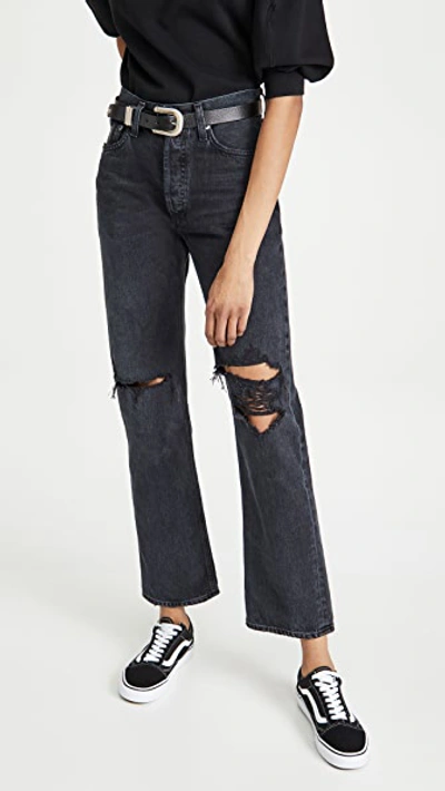 Agolde Lana Mid Rise Vintage Straight Jeans In Black