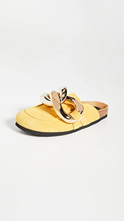 Jw Anderson Chain-link Detail Slip-on Loafers In Yellow