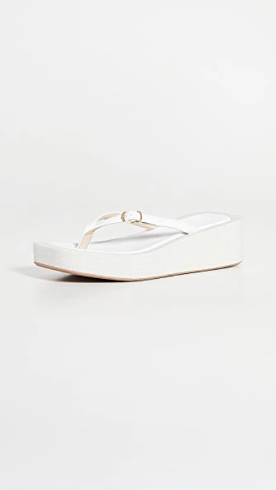 Jacquemus Neutral Les Tatanes Lin Flatform Leather Sandals In White