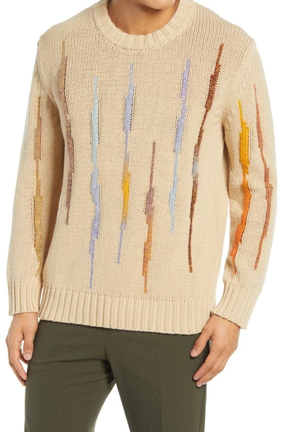 Nn07 Rick Intarsia Cotton Blend Crewneck Jumper In Sand