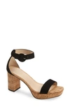Pelle Moda Amari Platform Block Heel Sandal In Black Suede
