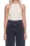 Agolde Rianne Rib Racerback Tank Bodysuit In Soda