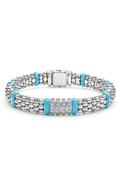 LAGOS BLUE CAVIAR DIAMOND LINKS BRACELET,05-81336-CT6.5