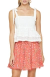 LOST + WANDER MIDDLE OF NOWHERE COTTON EYELET RUFFLE TOP,WTWA02358