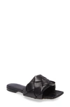 Bottega Veneta Woven Slide Sandal In Negro