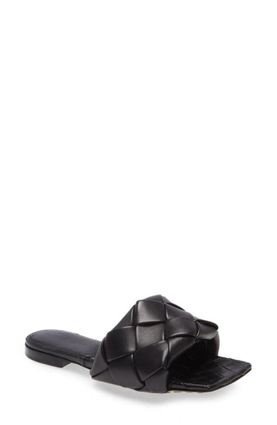Bottega Veneta Woven Slide Sandal In Black