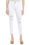 Hidden Jeans Ripped Raw Step Hem Ankle Skinny Jeans In White