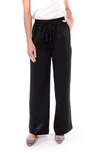 Badgley Mischka Drawstring Satin Pants In Black