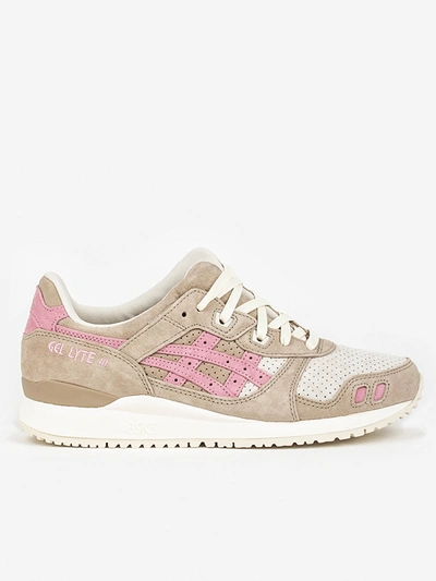 Asics Neutral And Pink Gel-lyte Iii Leather Sneakers In Beige