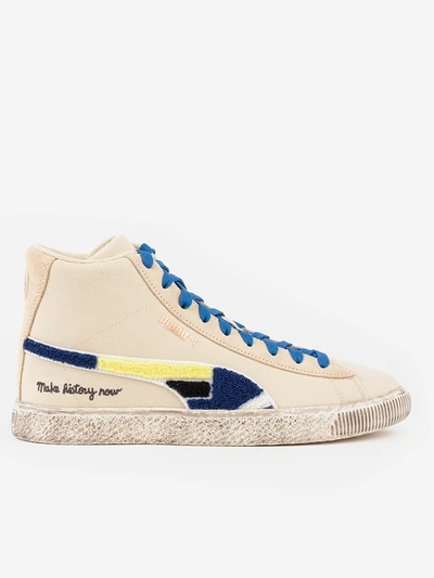 Puma Men's Clyde Mid X Black Fives High Top Sneakers In Crema