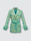 Andreeva Pink Jacqueline Jacket №21 With Detachable Feather Cuffs In Green