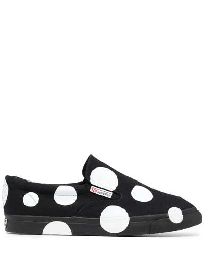 10 Corso Como X Superga Dot Print Slip-on Sneakers In Black